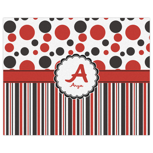 Red & Black Dots & Stripes Indoor / Outdoor Rug - 8'x10' - Front Flat