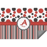 Red & Black Dots & Stripes Indoor / Outdoor Rug - 5'x8' (Personalized)