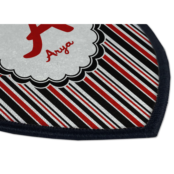 Red & Black Dots & Stripes Iron on Shield 3 Detail