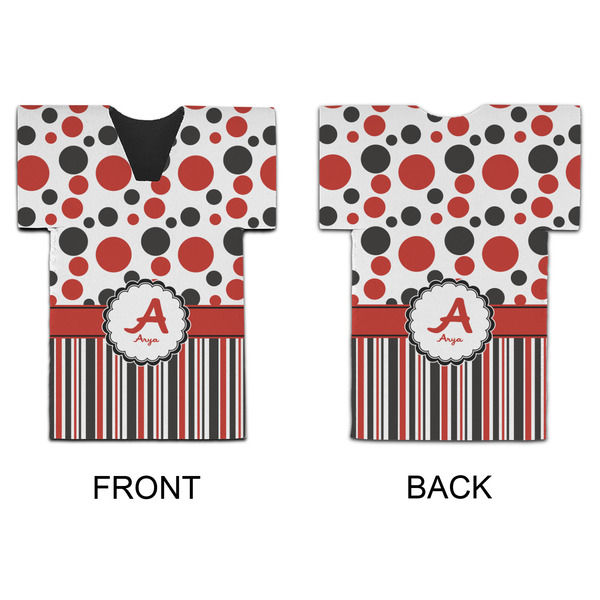 Red & Black Dots & Stripes Jersey Bottle Cooler - APPROVAL