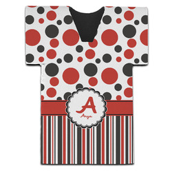 Red & Black Dots & Stripes Jersey Bottle Cooler (Personalized)
