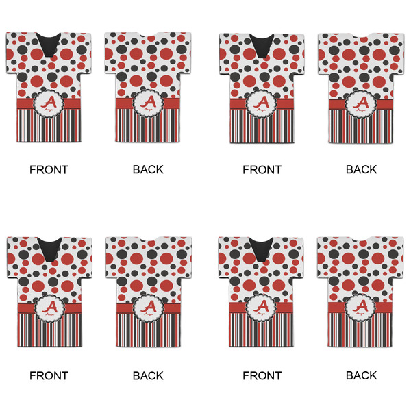 Red & Black Dots & Stripes Jersey Bottle Cooler - Set of 4 - APPROVAL