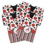 Red & Black Dots & Stripes Jersey Bottle Cooler - Set of 4 (Personalized)