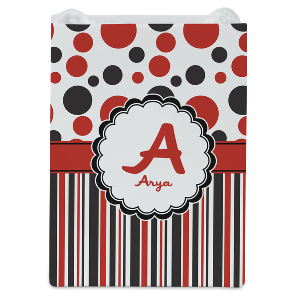 Red & Black Dots & Stripes Jewelry Gift Bag - Matte - Front