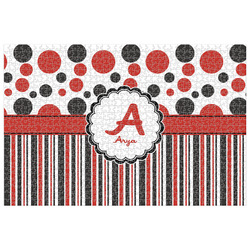 Red & Black Dots & Stripes 1014 pc Jigsaw Puzzle (Personalized)