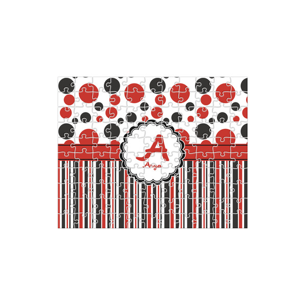 Custom Red & Black Dots & Stripes 110 pc Jigsaw Puzzle (Personalized)