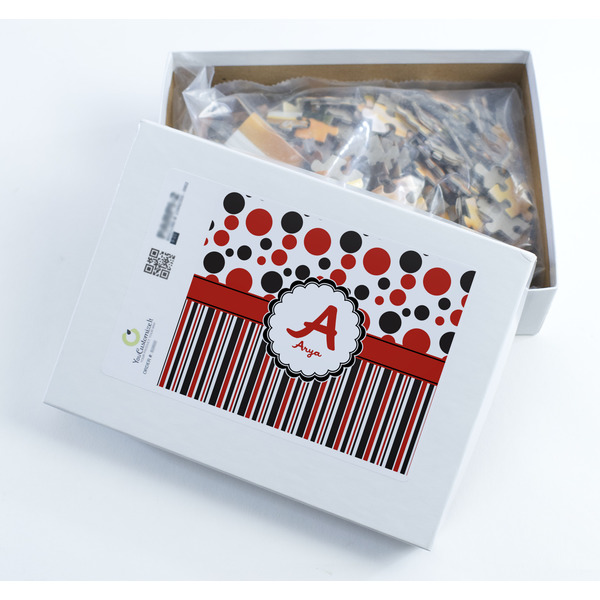 Red & Black Dots & Stripes Jigsaw Puzzle 252 Piece - Box