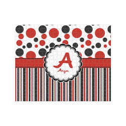 Red & Black Dots & Stripes 500 pc Jigsaw Puzzle (Personalized)