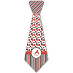 Red & Black Dots & Stripes Iron On Tie - 4 Sizes w/ Name and Initial