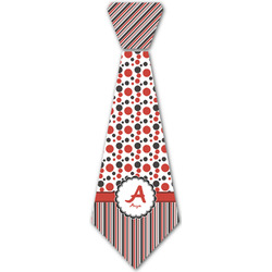 Red & Black Dots & Stripes Iron On Tie - 4 Sizes w/ Name and Initial