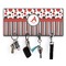 Red & Black Dots & Stripes Key Hanger w/ 4 Hooks w/ Name and Initial