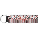 Red & Black Dots & Stripes Neoprene Keychain Fob (Personalized)