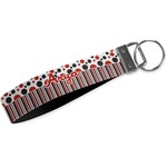 Red & Black Dots & Stripes Wristlet Webbing Keychain Fob (Personalized)