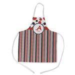 Red & Black Dots & Stripes Kid's Apron w/ Name and Initial