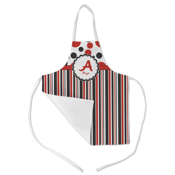 Red & Black Dots & Stripes Kid's Aprons - Medium - Main (med/lrg)