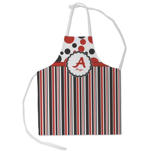 Custom Red & Black Dots & Stripes Kid's Apron - Small (Personalized)