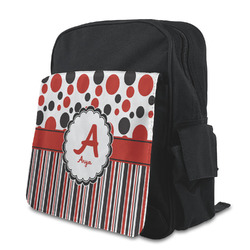 Red & Black Dots & Stripes Preschool Backpack (Personalized)
