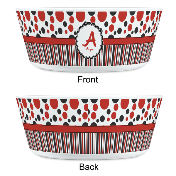 Red & Black Dots & Stripes Kids Bowls - APPROVAL
