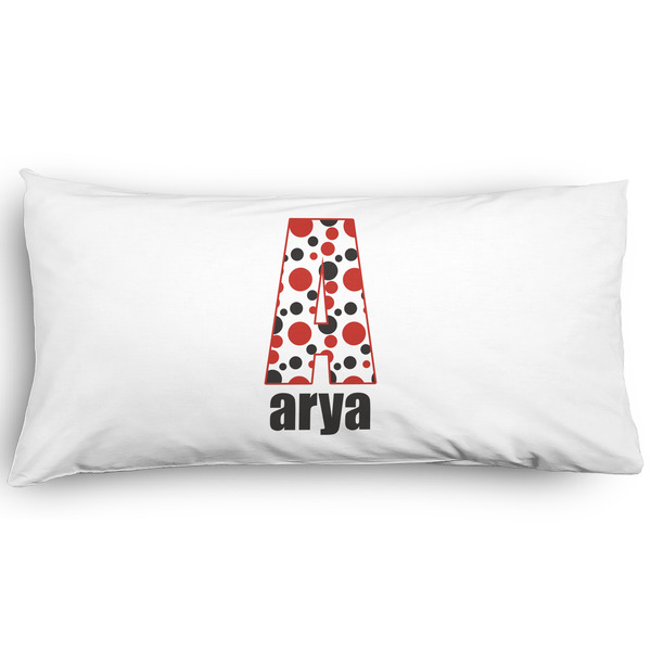 Custom Red & Black Dots & Stripes Pillow Case - King - Graphic (Personalized)