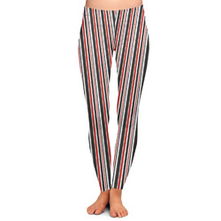 Red & Black Dots & Stripes Ladies Leggings - Extra Large