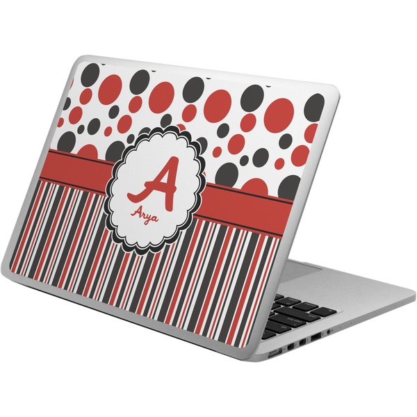 Custom Red & Black Dots & Stripes Laptop Skin - Custom Sized (Personalized)