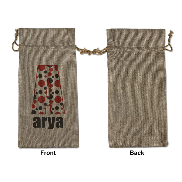 Red & Black Dots & Stripes Large Burlap Gift Bags - Front Approval