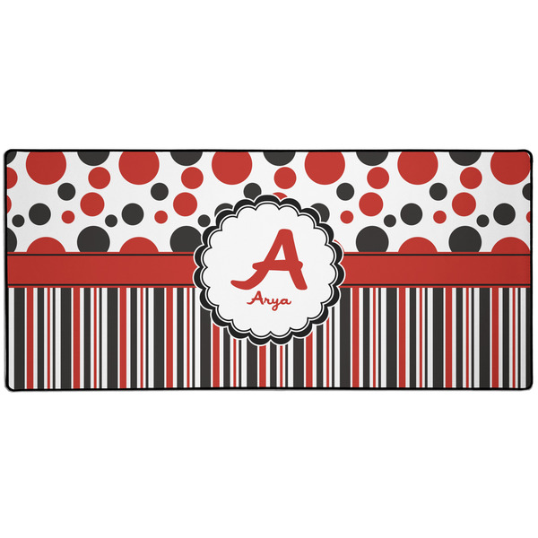 Custom Red & Black Dots & Stripes Gaming Mouse Pad (Personalized)