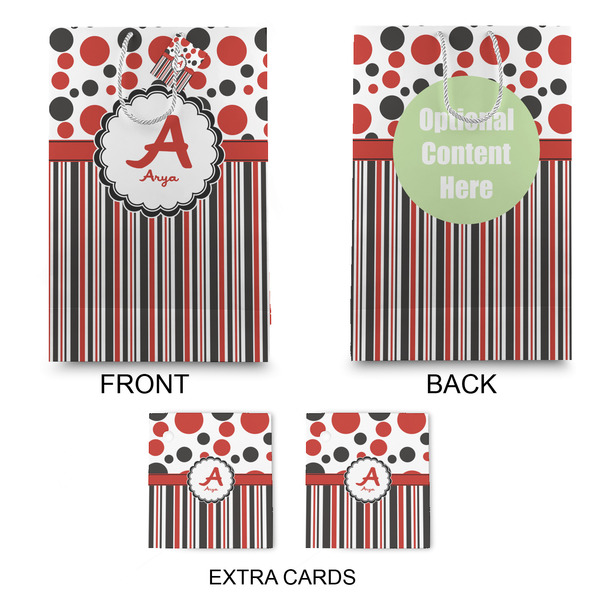 Red & Black Dots & Stripes Large Gift Bag - Approval