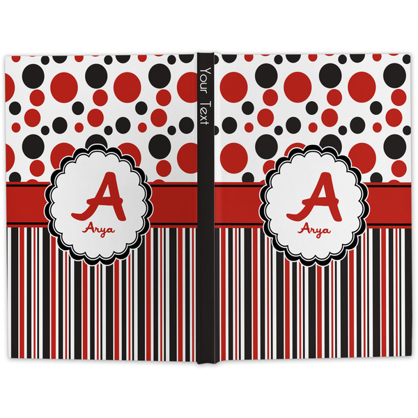 Red & Black Dots & Stripes Large Hard Cover Journal - Apvl