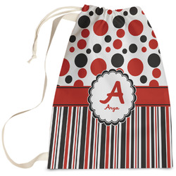 Red & Black Dots & Stripes Laundry Bag (Personalized)