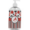 Red & Black Dots & Stripes Plastic Soap / Lotion Dispenser (16 oz - Large - White) (Personalized)