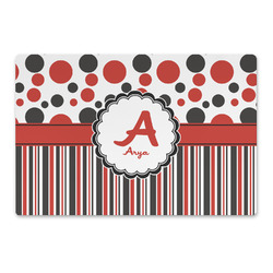 Red & Black Dots & Stripes Large Rectangle Car Magnet (Personalized)