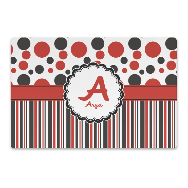 Custom Red & Black Dots & Stripes Large Rectangle Car Magnet (Personalized)