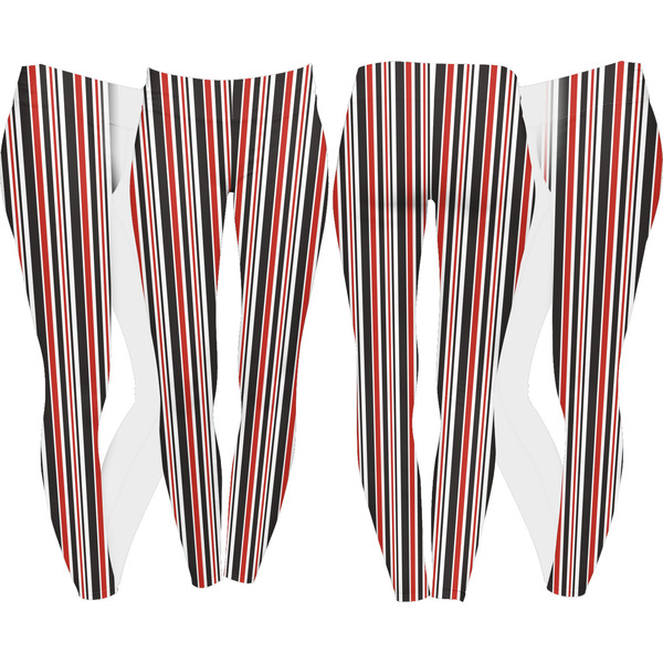Red & Black Dots & Stripes Leggings Turn Around - Apvl