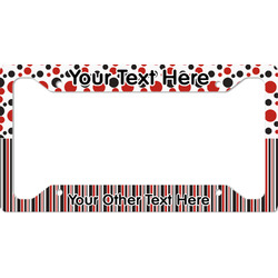 Red & Black Dots & Stripes License Plate Frame - Style A (Personalized)