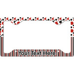 Red & Black Dots & Stripes License Plate Frame - Style C (Personalized)