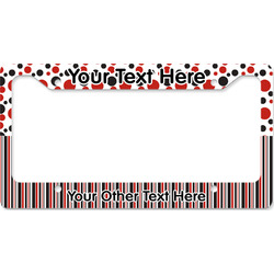 Red & Black Dots & Stripes License Plate Frame - Style B (Personalized)