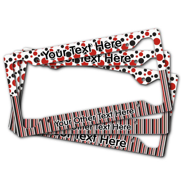 Red & Black Dots & Stripes License Plate Frames - (PARENT MAIN)