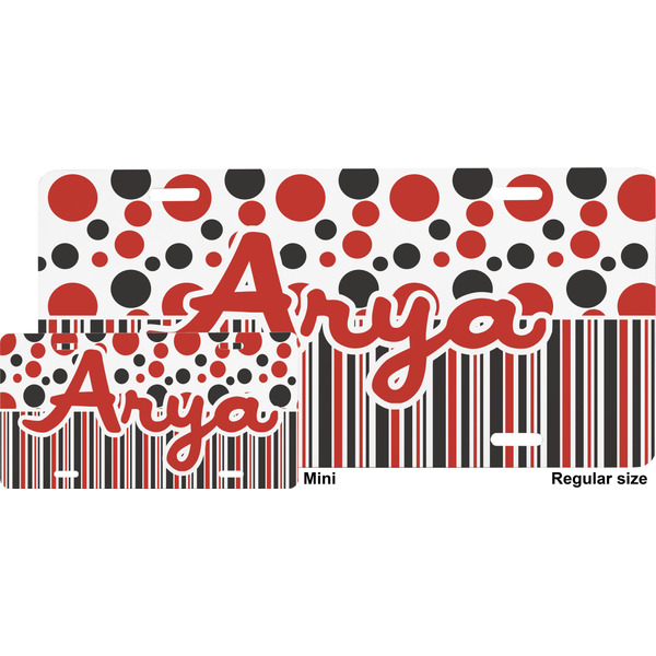 Red & Black Dots & Stripes License Plate (Sizes)