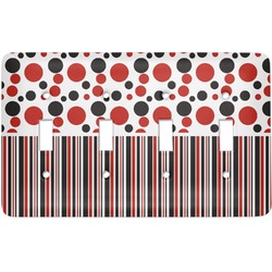 Red & Black Dots & Stripes Light Switch Cover (4 Toggle Plate)