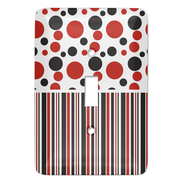 Custom Red & Black Dots & Stripes Light Switch Cover