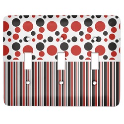 Red & Black Dots & Stripes Light Switch Cover (3 Toggle Plate)