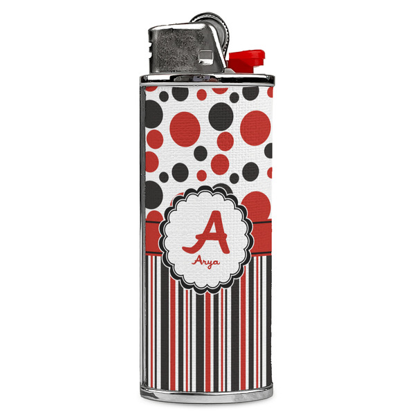 Custom Red & Black Dots & Stripes Case for BIC Lighters (Personalized)