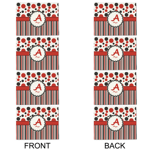 Red & Black Dots & Stripes Linen Placemat - APPROVAL Set of 4 (double sided)