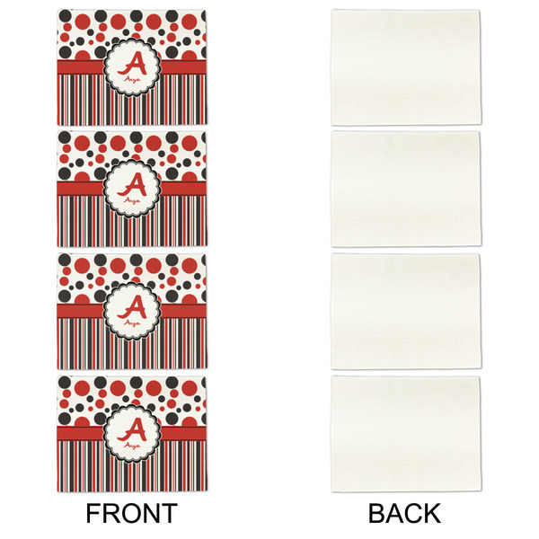Red & Black Dots & Stripes Linen Placemat - APPROVAL Set of 4 (single sided)