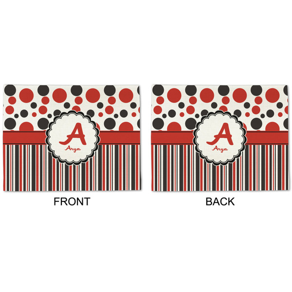 Red & Black Dots & Stripes Linen Placemat - APPROVAL (double sided)