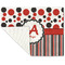 Red & Black Dots & Stripes Linen Placemat - Folded Corner (single side)