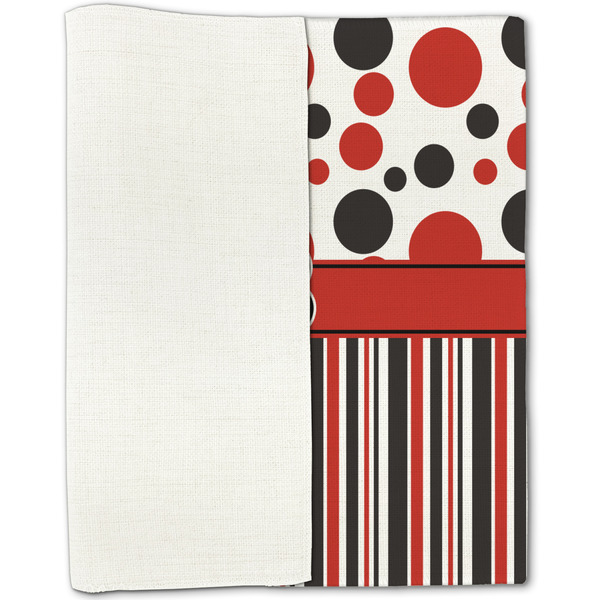 Red & Black Dots & Stripes Linen Placemat - Folded Half