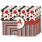 Red & Black Dots & Stripes Linen Placemat - MAIN Set of 4 (double sided)