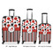 Red & Black Dots & Stripes Luggage Bags all sizes - With Handle